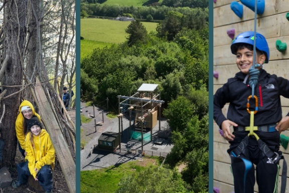Collage of people engaging in various outdoor activities, including climbing and exploring nature.