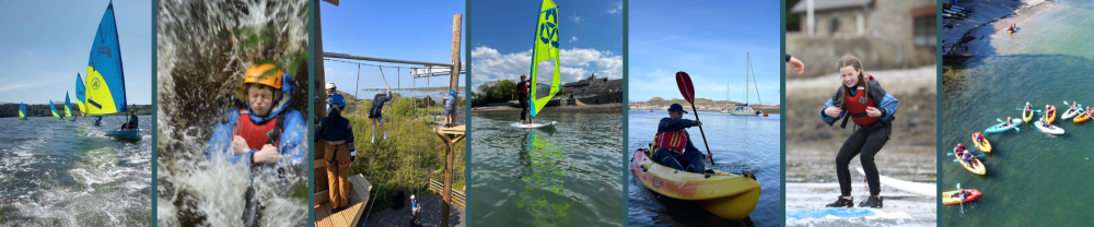 People engaged in various water sports like sailing, kayaking, and paddleboarding.